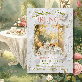 Rococo Garden Window Galentine Brunch Soft Florals Einladung