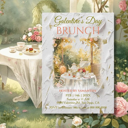 Rococo Garden Window Galentine Brunch Soft Florals Einladung