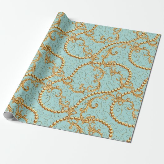 Rococo golden elements seamless pattern. Gold text Geschenkpapier (Ungerollt)