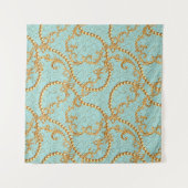 Rococo golden elements seamless pattern. Gold text Wandteppich (Vorderseite (Horizontal))