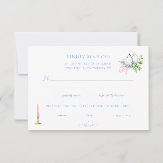 Rococo Hand Painted Wedding RSVP Karte (Vorderseite)