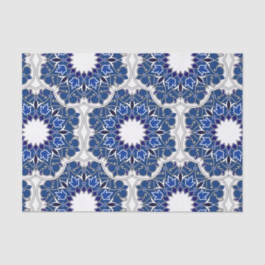 Rococo Indigo Schön Seidenpapier (Vorderseite)