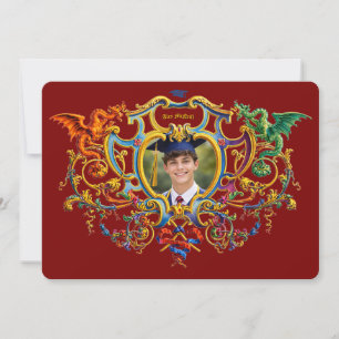 Rococo-Kartusche-Drachen Foto-Vorlage Abschluss Einladung