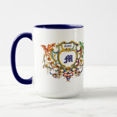 Rococo-Kartusche mit Drachen, Name und Monogramm Tasse (Links)