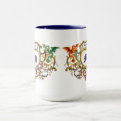 Rococo-Kartusche mit Drachen, Name und Monogramm Tasse (Zentrum)