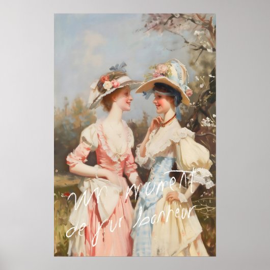 Rococo-Kunstprint Lakeside-Picknick, Vintage-Fraue Poster (Vorne)