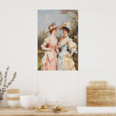 Rococo-Kunstprint Lakeside-Picknick, Vintage-Fraue Poster (Küche)