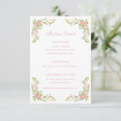 Rococo Ornate Floral Border Wedding Details Begleitkarte (Stehend Vorderseite)