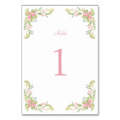 Rococo Ornate Floral Border Wedding Tischnummer (Vorderseite)