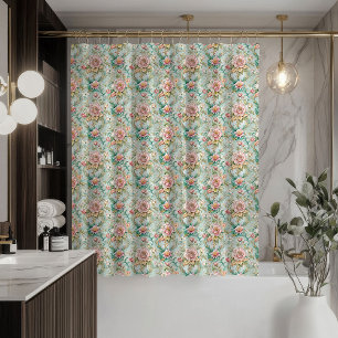 Rococo-Pastell-Vorhang - sanfte Blumen für die Dek Duschvorhang