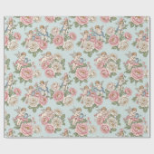 Rococo Revival Cherub Floral Toile Wrapping Paper Geschenkpapier (Flach)