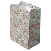 Rococo Revival Cherub Floral Toile Wrapping Paper Mittlere Geschenktüte (Rückseite Schrägansicht)