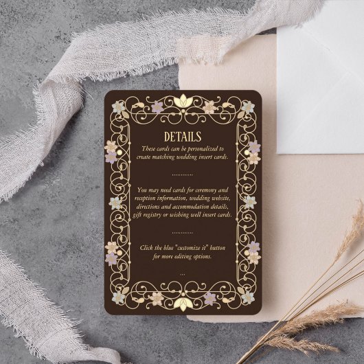 Rococo Revival Elegant Vintage Floral Wedding Begleitkarte