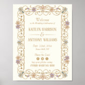 Rococo Revival Elegant Vintage Floral Wedding Poster (Vorne)