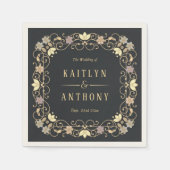 Rococo Revival Elegant Vintage Floral Wedding Serviette (Vorderseite)