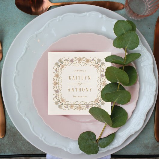 Rococo Revival Elegant Vintage Floral Wedding Serviette