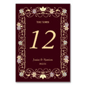 Rococo Revival Elegant Vintage Floral Wedding Tischnummer (Vorderseite)