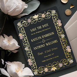Rococo Revival Elegante Vintage Save The Date Folieneinladung