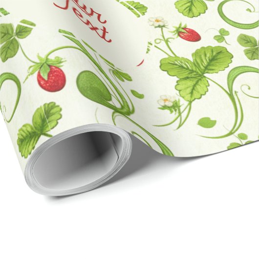 Rococo Revival Wild Strawberry & Clover Custom Geschenkpapier (Rolleneckpunkt)