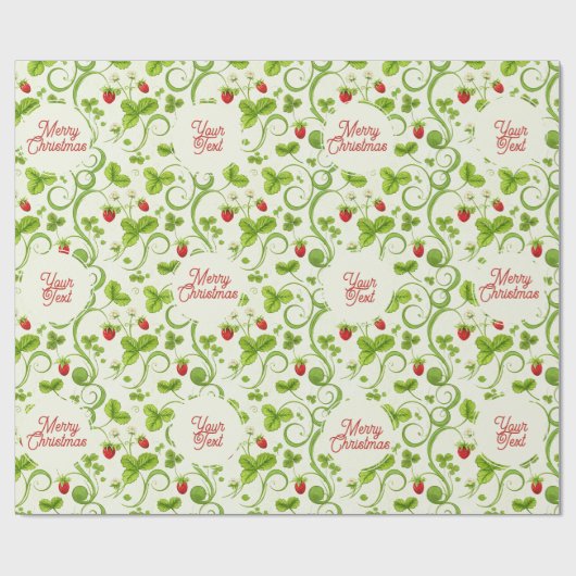Rococo Revival Wild Strawberry & Clover Custom Geschenkpapier (Flach)