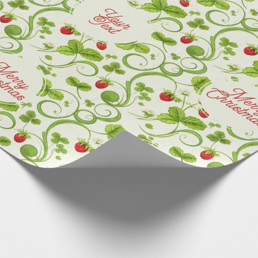 Rococo Revival Wild Strawberry & Clover Custom Geschenkpapier (Ecke)