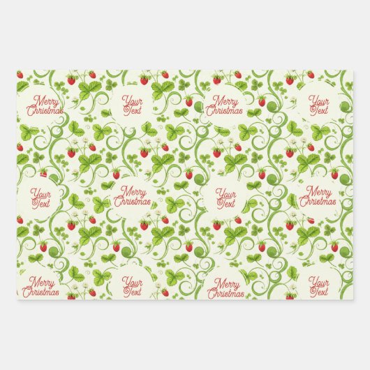 Rococo Revival Wild Strawberry & Clover Custom Geschenkpapier Set (Vorderseite 3)