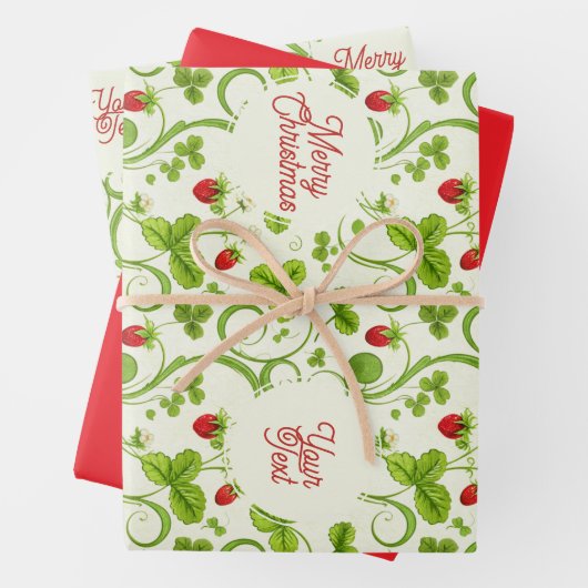 Rococo Revival Wild Strawberry & Clover Custom Geschenkpapier Set (Beispiel)