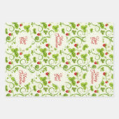 Rococo Revival Wild Strawberry & Clover Custom Geschenkpapier Set (Vorderseite)