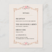 Rococo-Rosé-Hochzeit Begleitkarte (Vorderseite)