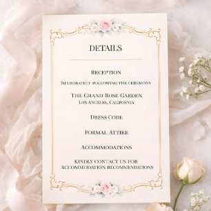 Rococo-Rosé-Hochzeit Begleitkarte