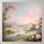 Rococo Rose River Landscape Mural Poster (Vorne)