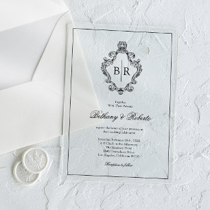 Rococo Vintage Monogramm Hochzeit Acryleinladungen