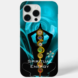 ROD ASCLEPIUS,7 CHAKRAS YOGA LOTUS POSE Blau iPhone 15 Pro Max Hülle