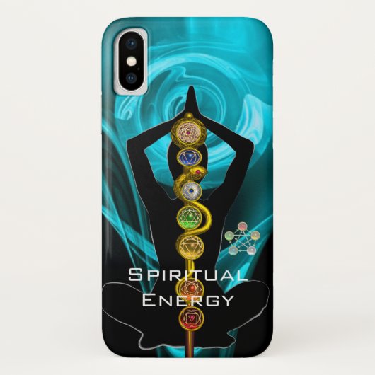 ROD ASCLEPIUS,7 CHAKRAS YOGA LOTUS POSE Blau Case-Mate iPhone Hülle (Rückseite)