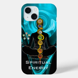 ROD ASCLEPIUS,7 CHAKRAS YOGA LOTUS POSE Blau iPhone 15 Hülle