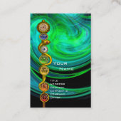 ROD ASCLEPIUS,7 CHAKRAS YOGA LOTUS POSE Blue Green Visitenkarte (Vorderseite)