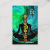 ROD ASCLEPIUS,7 CHAKRAS YOGA LOTUS POSE Blue Green Visitenkarte (Rückseite)
