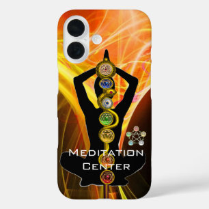 ROD ASCLEPIUS,7 CHAKRAS YOGA LOTUS POSE Gelb iPhone 16 Hülle