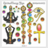 ROD ASCLEPIUS,7 CHAKRAS YOGA LOTUS POSE,Horus Auge Aufkleber (Blatt)