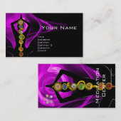 ROD ASCLEPIUS,7 CHAKRAS YOGA LOTUS POSE Lila Visitenkarte (Vorne/Hinten)