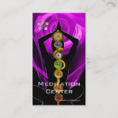 ROD ASCLEPIUS,7 CHAKRAS YOGA LOTUS POSE Lila Visitenkarte (Rückseite)
