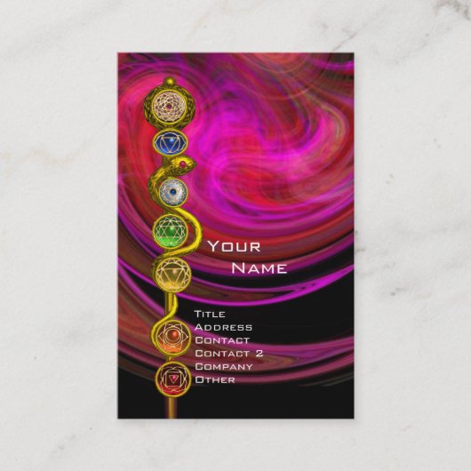 ROD ASCLEPIUS,7 CHAKRAS YOGA LOTUS POSE Rosa Schwa Visitenkarte (Vorderseite)