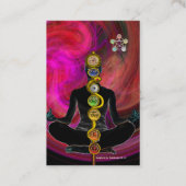 ROD ASCLEPIUS,7 CHAKRAS YOGA LOTUS POSE Rosa Schwa Visitenkarte (Rückseite)