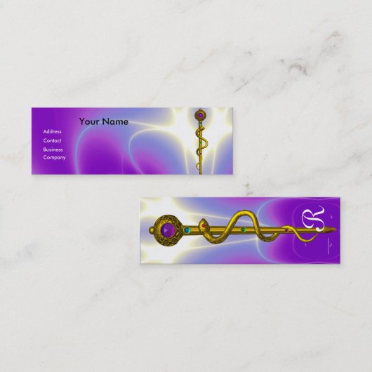 ROD ASCLEPIUS MEDICAL HEALING Monogram Violet Mini Visitenkarte (Vorne/Hinten)