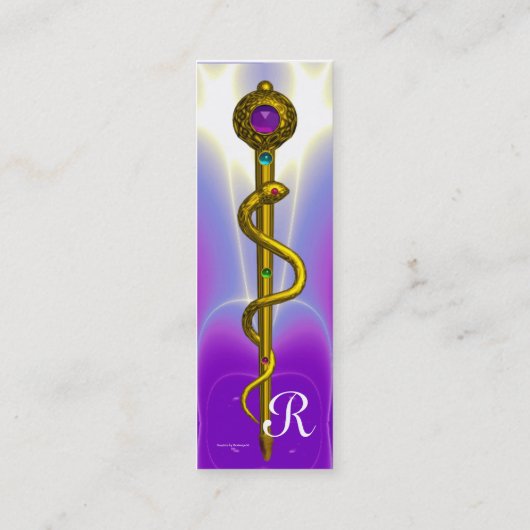 ROD ASCLEPIUS MEDICAL HEALING Monogram Violet Mini Visitenkarte (Rückseite)