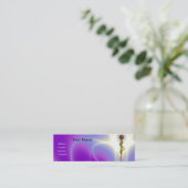 ROD ASCLEPIUS MEDICAL HEALING Monogram Violet Mini Visitenkarte (Stehend Vorderseite)