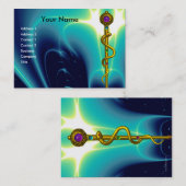 ROD DES ASCLEPIUS-Gold-Medizin-Symbol Visitenkarte (Vorne/Hinten)
