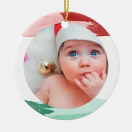 Röd & Grön Vattenfärg - Min Första Jul - Foto Keramikornament