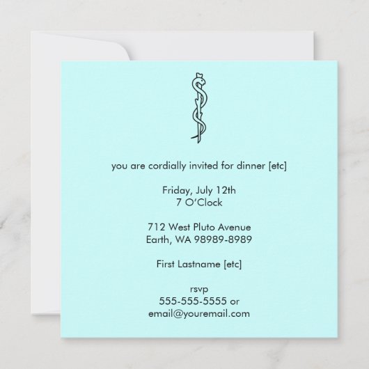 Rod of Asclepius [medizinisches Symbol] Einladung (Vorderseite)