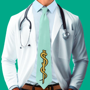 Rod of Asclepius Neck Tie (Light Scrubs Green) Krawatte